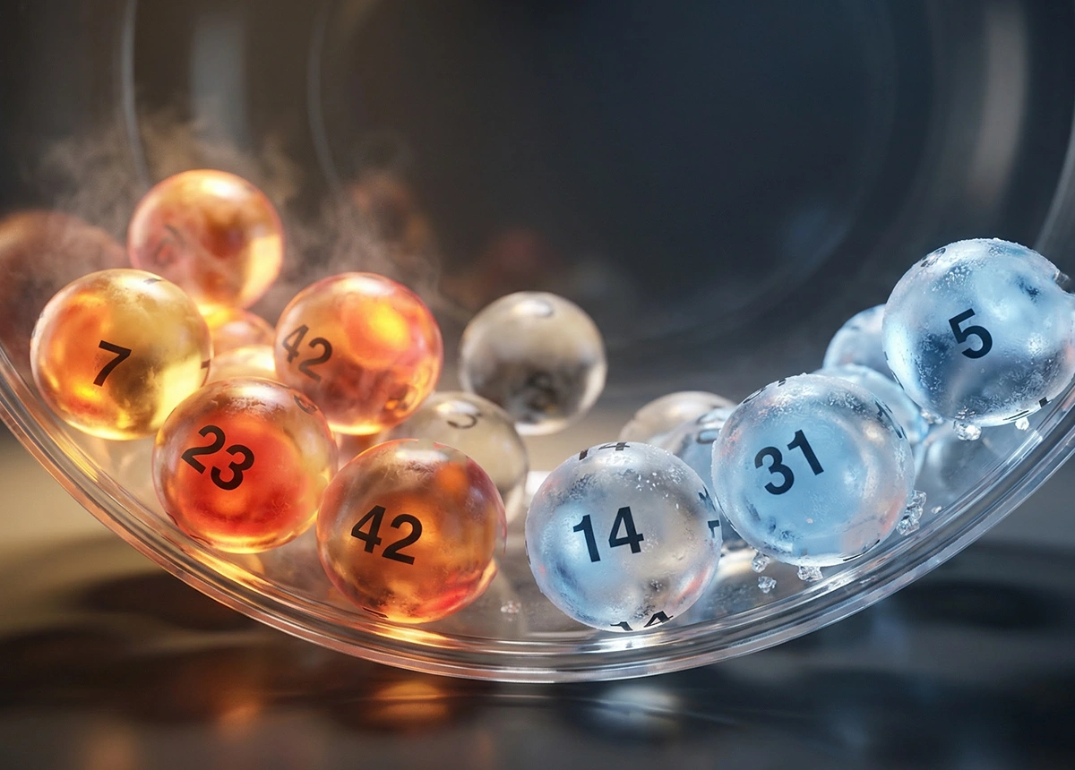 Bolas de loteria com indicadores de temperatura