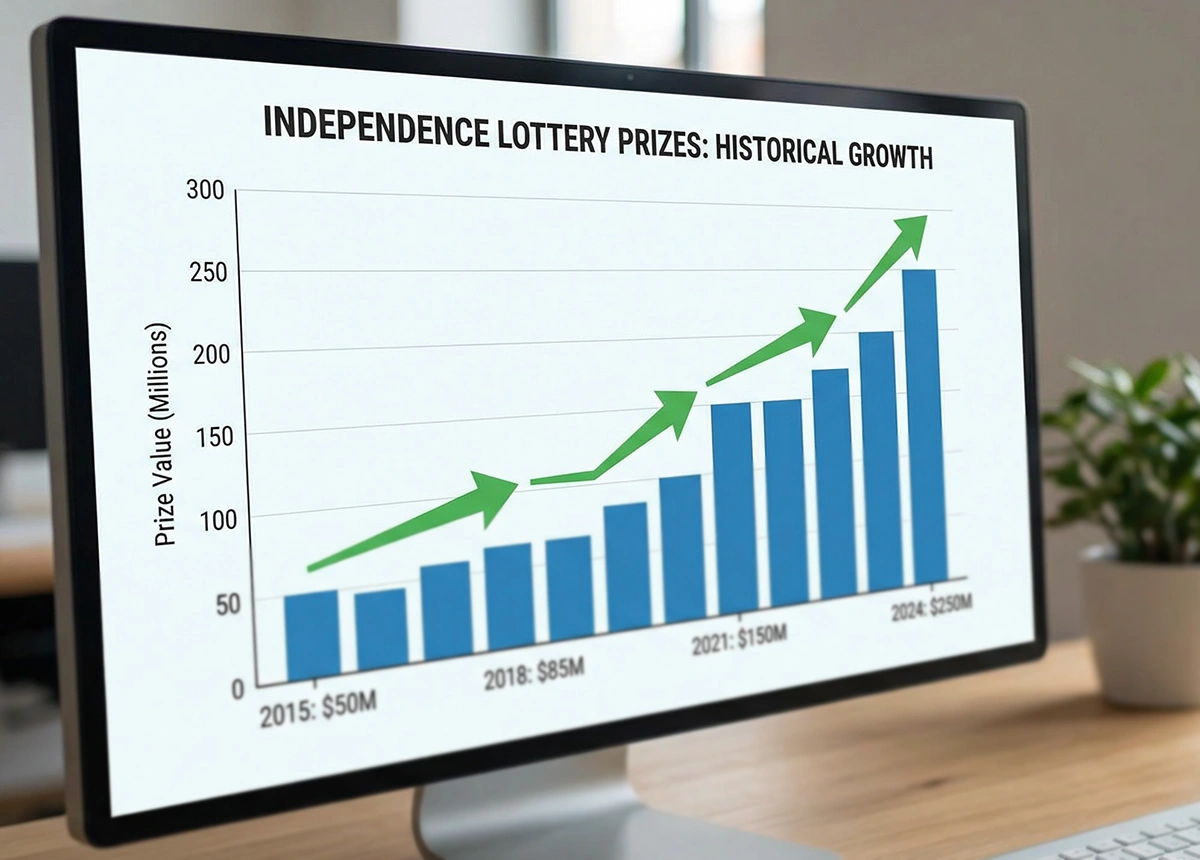 Gr&aacute;fico de crescimento de pr&ecirc;mios da Lotof&aacute;cil
