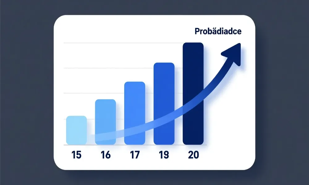 Gr&aacute;fico simplificado mostrando aumento de probabilidade conforme n&uacute;mero de dezenas selecionadas na Lotof&aacute;cil